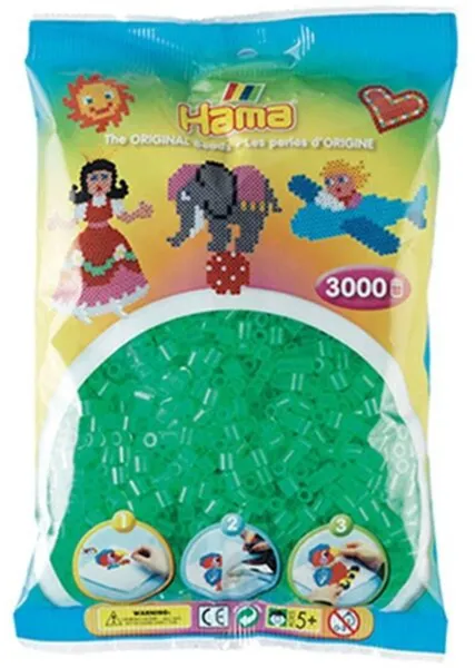 HAMA Midi Perler 3000 stk Transparant Grøn - 0116